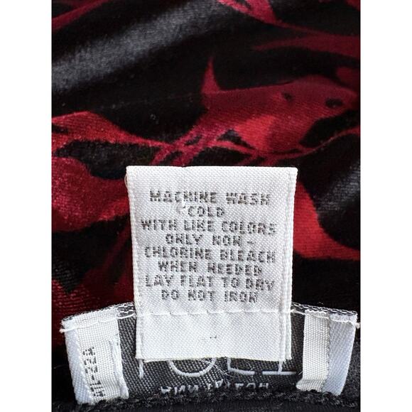 LOFT Floral Velvet Midi Skirt Black Red Holiday Whimsigoth Dark Romantic Fairy M - Picture 3 of 11